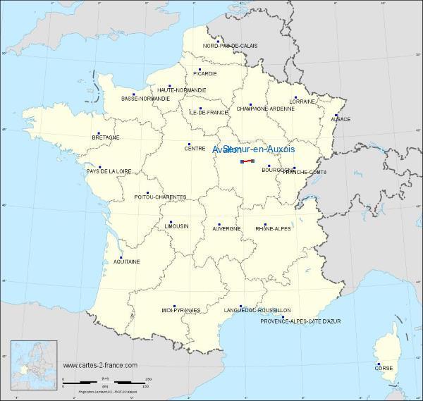 Distance Avallon Semur-en-Auxois sur la carte de France