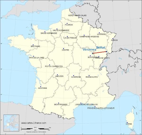 Distance Belfort Til-Châtel sur la carte de France