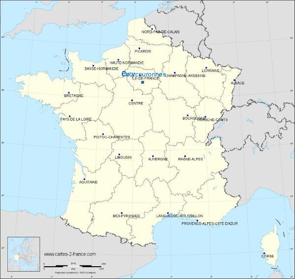 Distance Évry Courcouronnes sur la carte de France