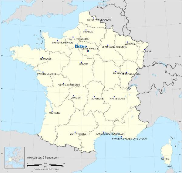 Distance Évry Lisses sur la carte de France