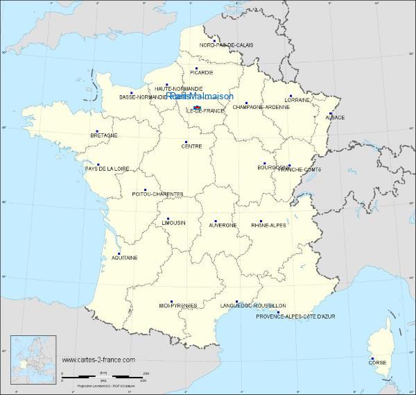 Distance Rueil-Malmaison Paris sur la carte de France
