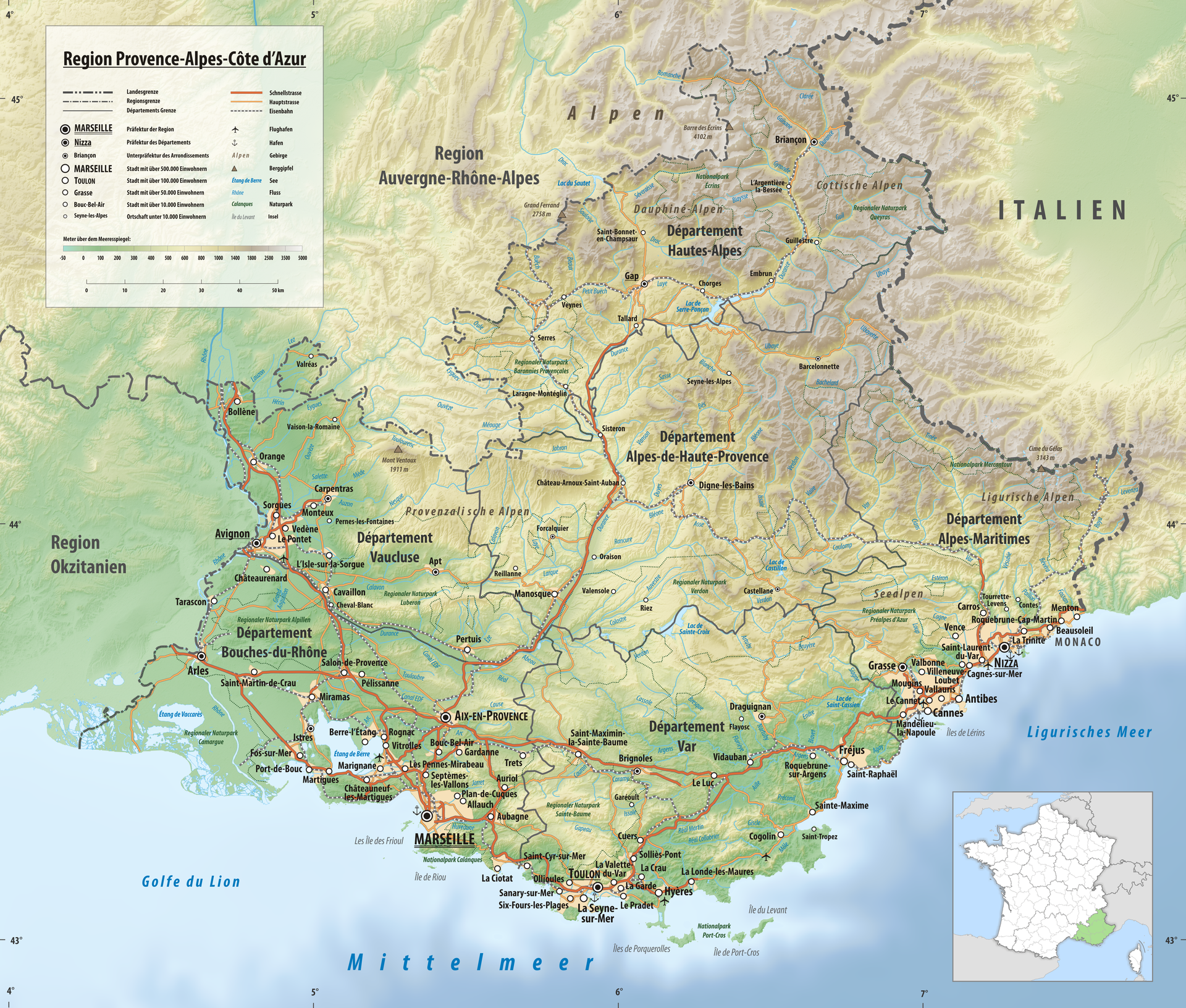 carte geographique detaillee provence alpes cote dazur